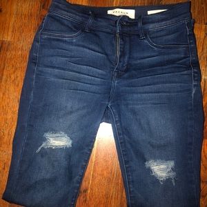 distressed/ ripped dark wash jeggings